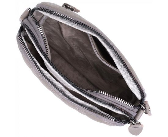 Купить Удобная женская сумка прошита ромбами на лицевой стороне из натуральной кожи Vintage 22810 Серый, фото , изображение 7, характеристики, отзывы