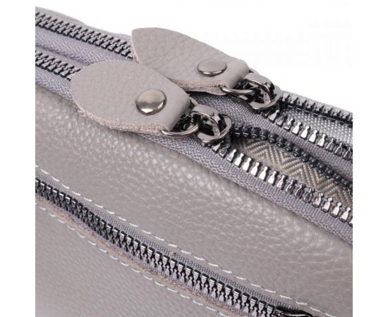 Купить Удобная женская сумка прошита ромбами на лицевой стороне из натуральной кожи Vintage 22810 Серый, фото , изображение 9, характеристики, отзывы