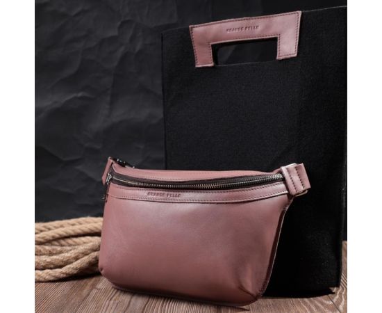 Купить Интересная бананка для женщин из натуральной кожи GRANDE PELLE 22816 Бежевый, фото , изображение 11, характеристики, отзывы