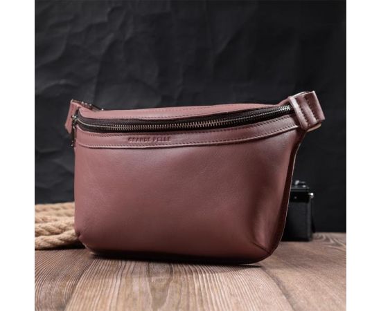 Купить Интересная бананка для женщин из натуральной кожи GRANDE PELLE 22816 Бежевый, фото , изображение 9, характеристики, отзывы