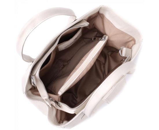 Купить Деловая женская сумка с двумя ручками из натуральной кожи Shvigel 22830 Бежевая, фото , изображение 7, характеристики, отзывы