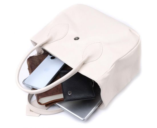 Купить Деловая женская сумка с двумя ручками из натуральной кожи Shvigel 22830 Бежевая, фото , изображение 9, характеристики, отзывы