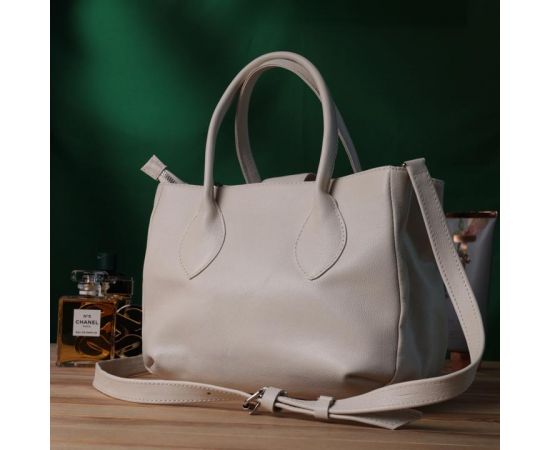 Купить Деловая женская сумка с двумя ручками из натуральной кожи Shvigel 22830 Бежевая, фото , изображение 10, характеристики, отзывы