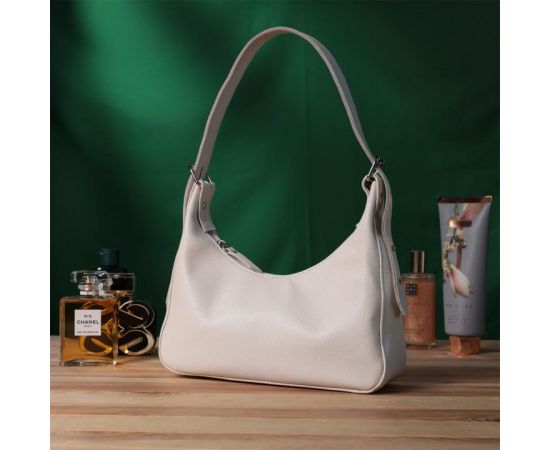 Купить Сумка багет с регулируемым ремнем из натуральной кожи Shvigel 22831 Бежевая, фото , изображение 9, характеристики, отзывы