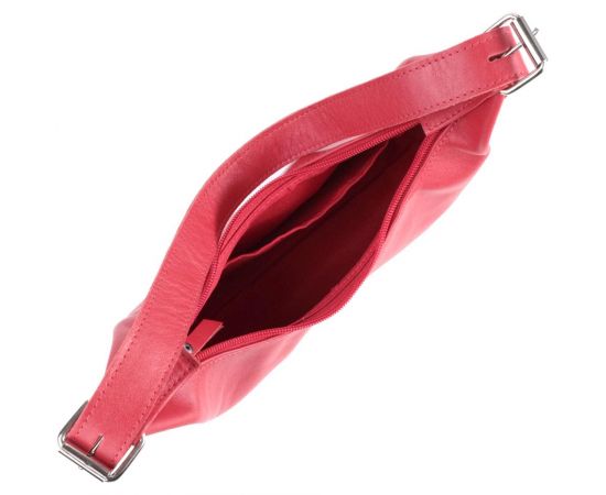 Придбати Яркая сумка багет с регулируемым ремнем из гладкой натуральной кожи Shvigel 22832 Красная, image , зображення 7, характеристики, відгуки