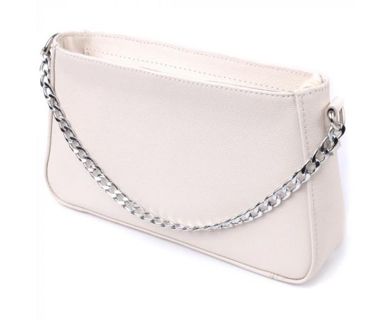 Купить Сумка багет с цепочкой и съемным ремешком из натуральной кожи Shvigel 22835 Бежевая, фото , характеристики, отзывы