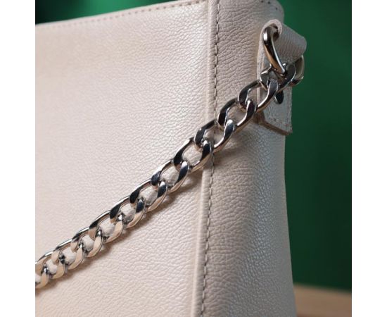 Купить Сумка багет с цепочкой и съемным ремешком из натуральной кожи Shvigel 22835 Бежевая, фото , изображение 11, характеристики, отзывы