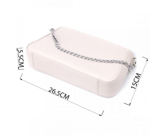 Купить Сумка багет с цепочкой и съемным ремешком из натуральной кожи Shvigel 22835 Бежевая, фото , изображение 3, характеристики, отзывы