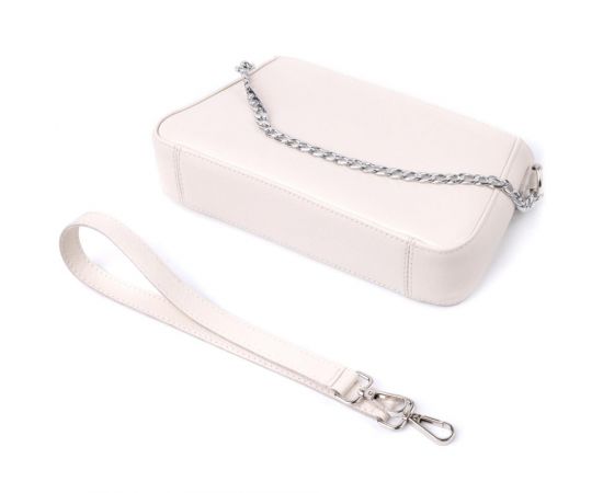 Купить Сумка багет с цепочкой и съемным ремешком из натуральной кожи Shvigel 22835 Бежевая, фото , изображение 5, характеристики, отзывы