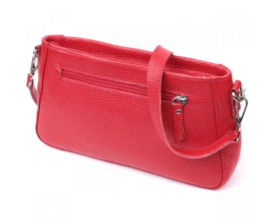Купить Яркая сумка багет с цепочкой и съемным ремешком из натуральной кожи Shvigel 22836 Красная, фото , изображение 2, характеристики, отзывы