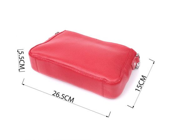 Купить Яркая сумка багет с цепочкой и съемным ремешком из натуральной кожи Shvigel 22836 Красная, фото , изображение 3, характеристики, отзывы