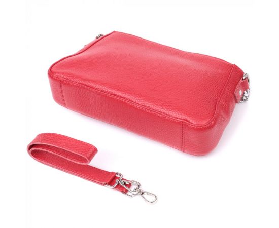 Купить Яркая сумка багет с цепочкой и съемным ремешком из натуральной кожи Shvigel 22836 Красная, фото , изображение 6, характеристики, отзывы