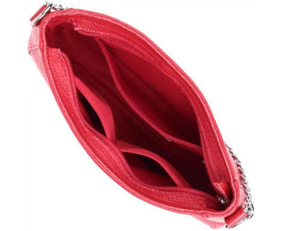 Купить Яркая сумка багет с цепочкой и съемным ремешком из натуральной кожи Shvigel 22836 Красная, фото , изображение 7, характеристики, отзывы