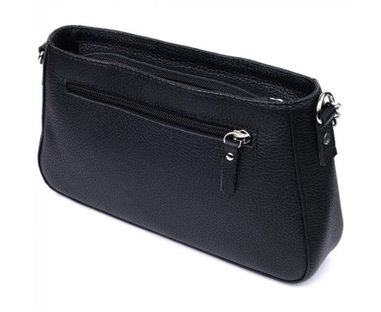 Купить Женская сумка багет с цепочкой и съемным ремешком из зернистой натуральной кожи Shvigel 22837 Черная, фото , изображение 2, характеристики, отзывы