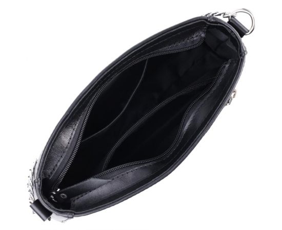 Придбати Женская сумка багет с цепочкой и съемным ремешком из гладкой натуральной кожи Shvigel 22838 Черная, image , зображення 7, характеристики, відгуки