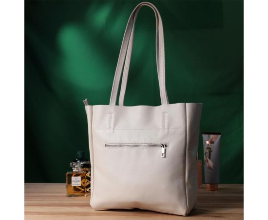 Купить Вместительная сумка-шоппер из натуральной кожи Shvigel 22843 Бежевая, фото , изображение 11, характеристики, отзывы