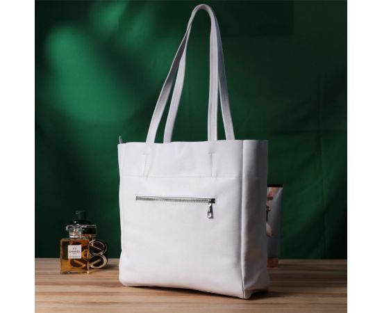 Купить Практичная сумка-шоппер из натуральной кожи Shvigel 22844 Белая, фото , изображение 11, характеристики, отзывы