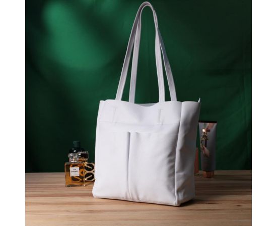 Купить Практичная сумка-шоппер из натуральной кожи Shvigel 22844 Белая, фото , изображение 10, характеристики, отзывы