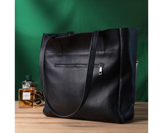 Купить Удобная сумка-шоппер из натуральной кожи Shvigel 22845 Черная, фото , изображение 11, характеристики, отзывы