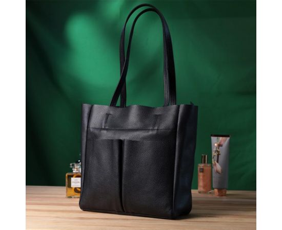 Купить Удобная сумка-шоппер из натуральной кожи Shvigel 22845 Черная, фото , изображение 10, характеристики, отзывы