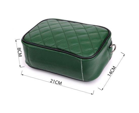 Купить Стеганая женская сумка из натуральной кожи 22857 Vintage Зеленый, фото , изображение 3, характеристики, отзывы