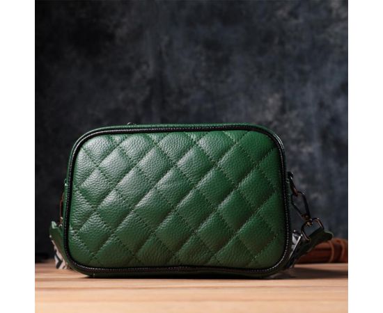 Купить Стеганая женская сумка из натуральной кожи 22857 Vintage Зеленый, фото , изображение 9, характеристики, отзывы