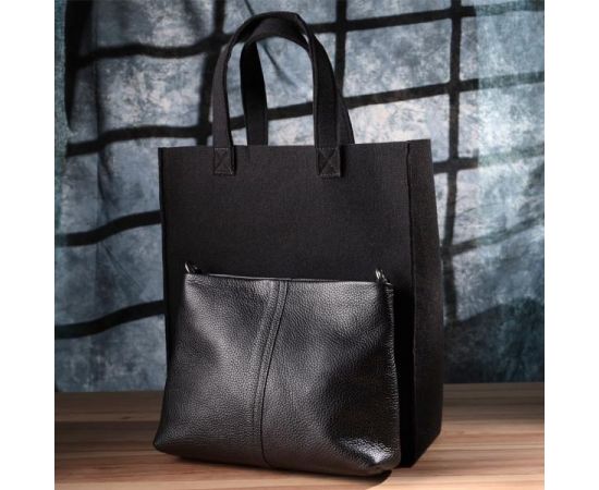 Купить Женский шоппер 2 в 1 из натуральной кожи GRANDE PELLE 22881 Черный, фото , изображение 11, характеристики, отзывы