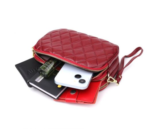 Купить Сумка на три отделения для женщин из натуральной кожи Vintage 22889 Бордовый, фото , изображение 8, характеристики, отзывы