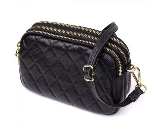 Купить Сумка из натуральной кожи с тремя отделениями для женщин Vintage 22890 Черный, фото , характеристики, отзывы