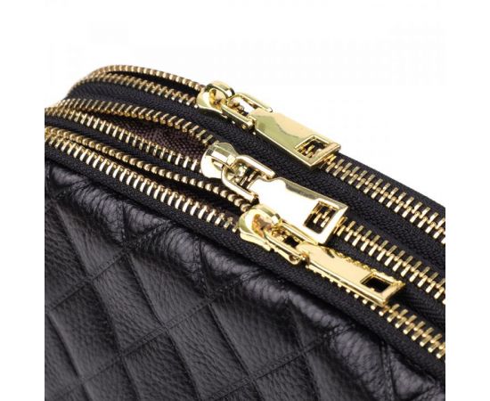 Купить Сумка из натуральной кожи с тремя отделениями для женщин Vintage 22890 Черный, фото , изображение 3, характеристики, отзывы