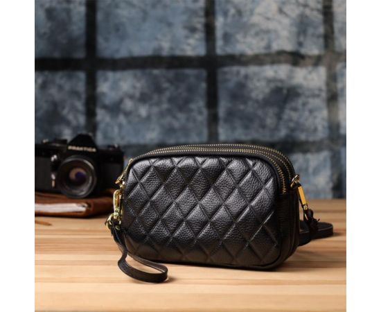 Купить Сумка из натуральной кожи с тремя отделениями для женщин Vintage 22890 Черный, фото , изображение 9, характеристики, отзывы