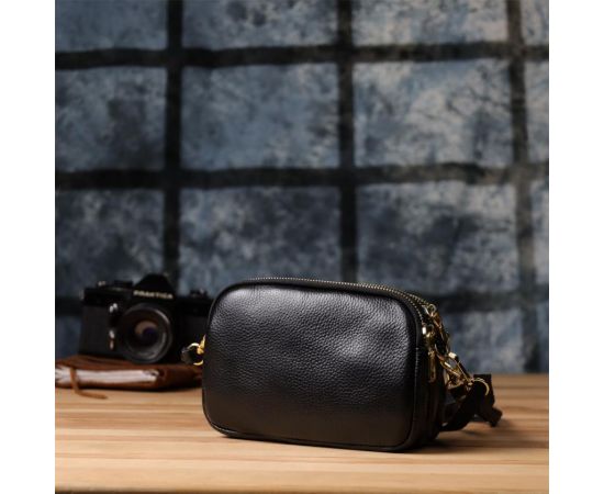 Купить Сумка из натуральной кожи с тремя отделениями для женщин Vintage 22890 Черный, фото , изображение 10, характеристики, отзывы