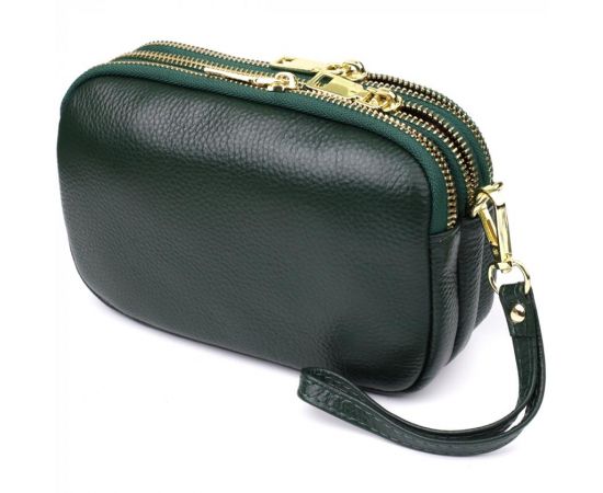 Придбати Кожаная сумка на три отделения для женщин Vintage 22893 Зеленый, image , зображення 2, характеристики, відгуки