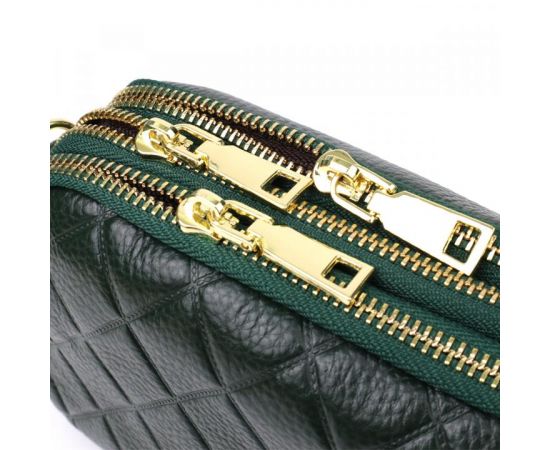 Придбати Кожаная сумка на три отделения для женщин Vintage 22893 Зеленый, image , зображення 3, характеристики, відгуки