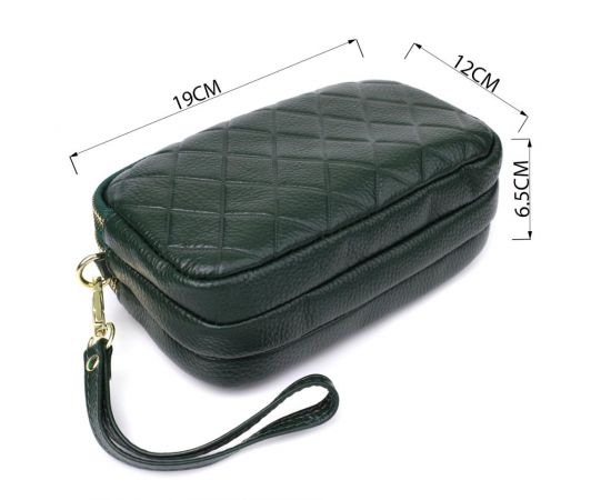 Придбати Кожаная сумка на три отделения для женщин Vintage 22893 Зеленый, image , зображення 4, характеристики, відгуки