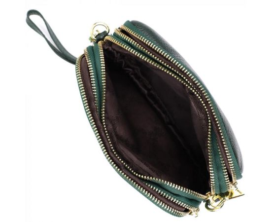 Придбати Кожаная сумка на три отделения для женщин Vintage 22893 Зеленый, image , зображення 7, характеристики, відгуки