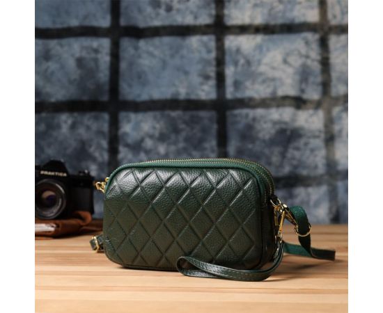 Придбати Кожаная сумка на три отделения для женщин Vintage 22893 Зеленый, image , зображення 9, характеристики, відгуки