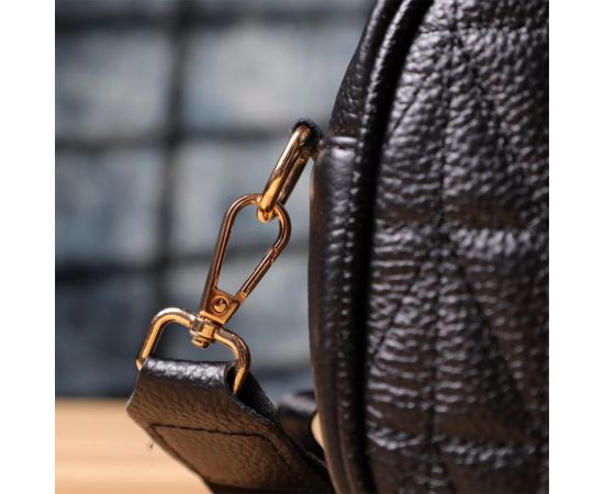 Придбати Компактная стеганая сумка для женщин из натуральной кожи Vintage 22894 Черный, image , зображення 11, характеристики, відгуки