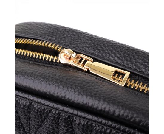 Придбати Компактная стеганая сумка для женщин из натуральной кожи Vintage 22894 Черный, image , зображення 6, характеристики, відгуки