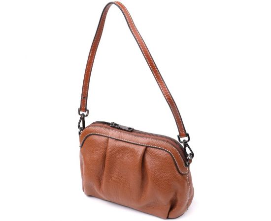 Купить Женская сумка с драпировкой из натуральной кожи Vintage 22895 Коричневый, фото , характеристики, отзывы