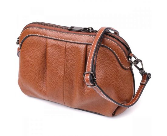 Купить Женская сумка с драпировкой из натуральной кожи Vintage 22895 Коричневый, фото , изображение 2, характеристики, отзывы
