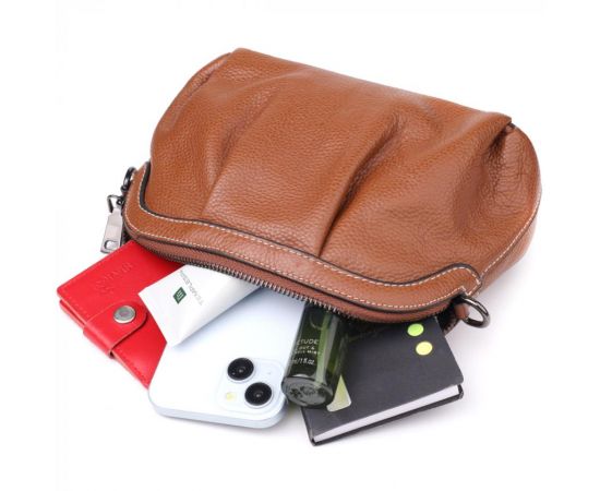 Купить Женская сумка с драпировкой из натуральной кожи Vintage 22895 Коричневый, фото , изображение 8, характеристики, отзывы