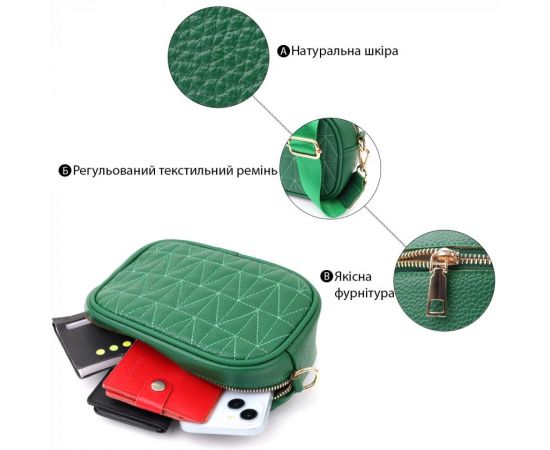 Купить Сумка для женщин из натуральной кожи Vintage 22900 Зеленый, фото , изображение 4, характеристики, отзывы