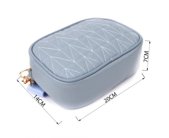 Придбати Женская сумка на каждый день из натуральной кожи Vintage 22902 Серо-голубой, image , зображення 3, характеристики, відгуки