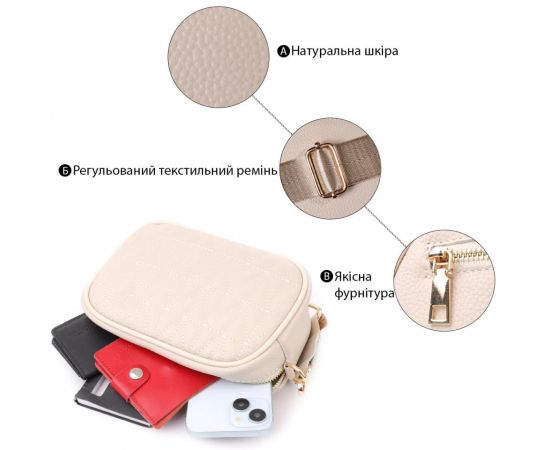 Придбати Женская сумка на каждый день из натуральной кожи Vintage 22904 Белый, image , зображення 4, характеристики, відгуки