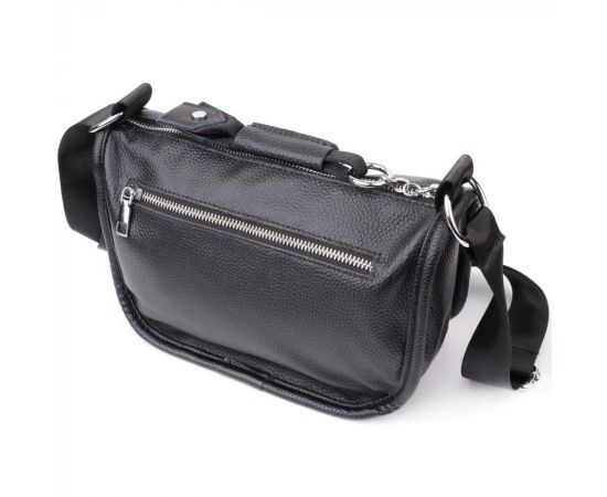 Придбати Полукруглая сумка для женщин из натуральной кожи Vintage 22905 Черный, image , характеристики, відгуки