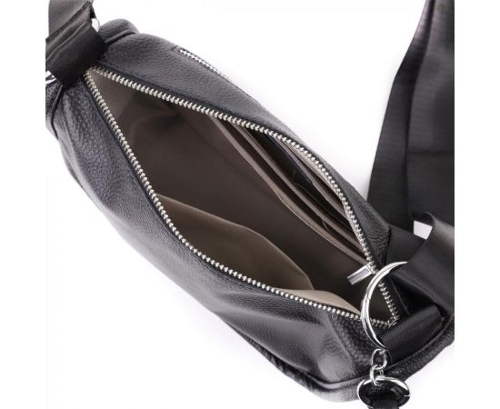 Придбати Полукруглая сумка для женщин из натуральной кожи Vintage 22905 Черный, image , зображення 6, характеристики, відгуки