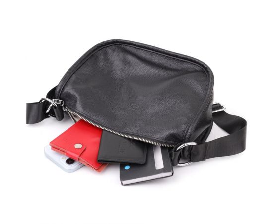 Придбати Полукруглая сумка для женщин из натуральной кожи Vintage 22905 Черный, image , зображення 7, характеристики, відгуки