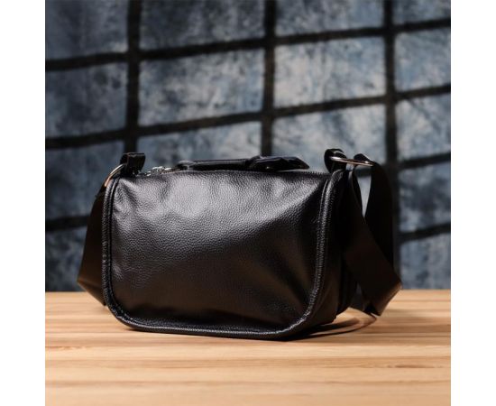 Придбати Полукруглая сумка для женщин из натуральной кожи Vintage 22905 Черный, image , зображення 8, характеристики, відгуки