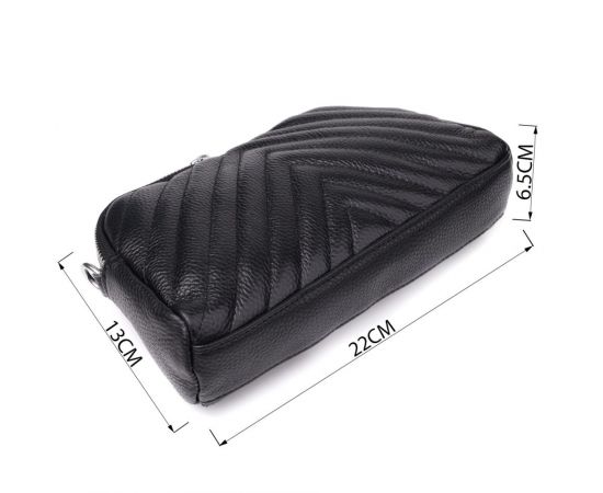 Придбати Сумка прошита треугольниками из натуральной кожи Vintage 22909 Черный, image , зображення 3, характеристики, відгуки